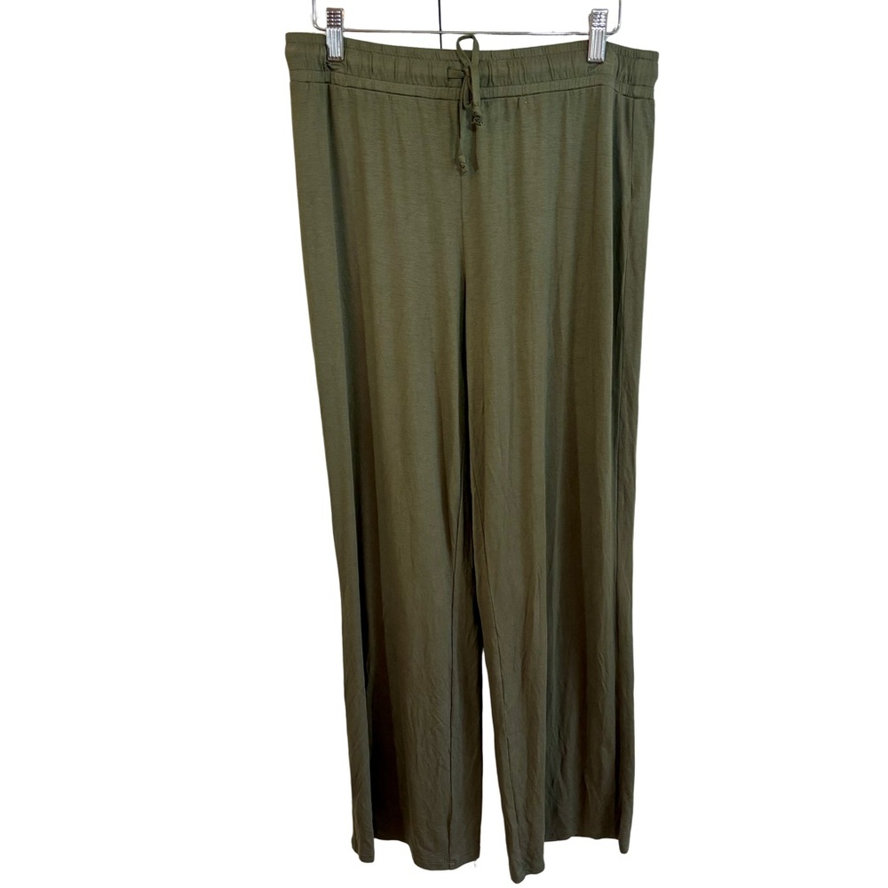 Nuuds Pajama Sleep Pants Olive Green Pull On High Rise Stretch Waist Women’s M